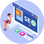 Logo chargé de référencement, stratégie seo